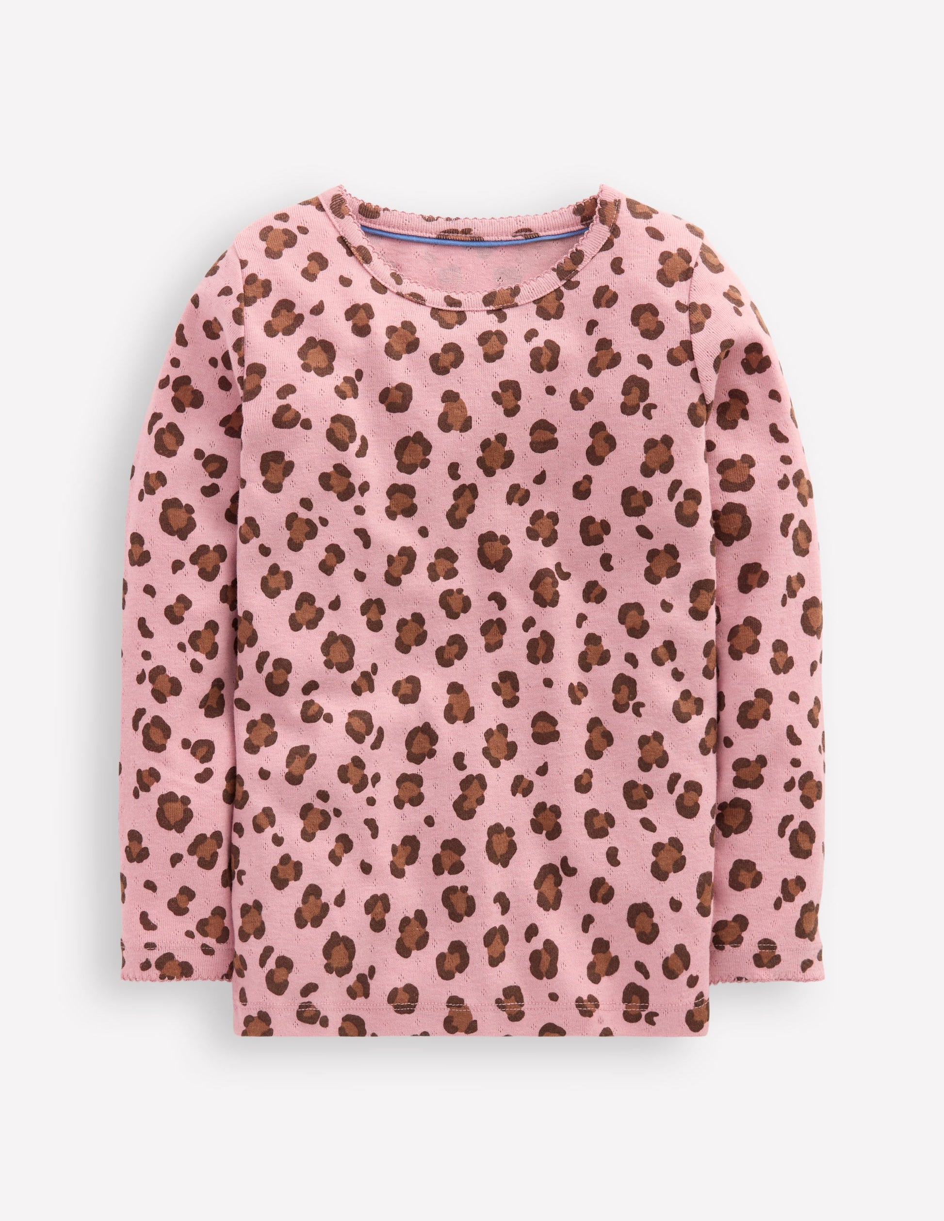 Long Sleeve Pointelle Top-Vintage Pink Leopard-1
