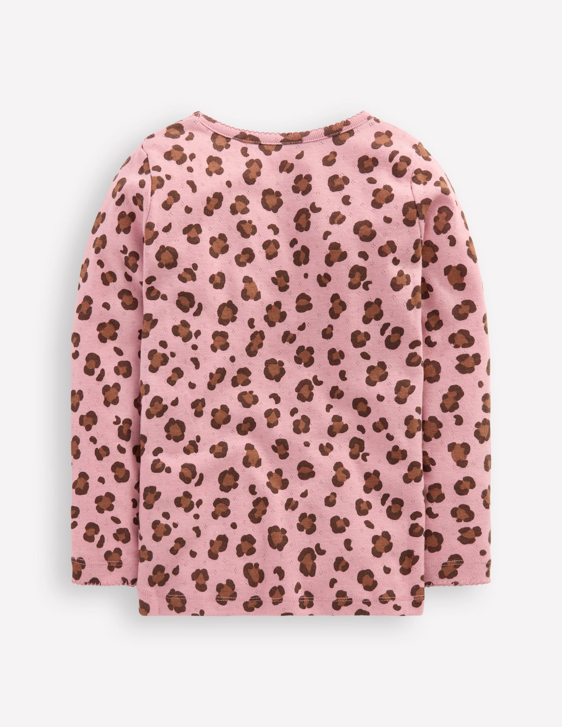 Long Sleeve Pointelle Top - Vintage Pink Leopard