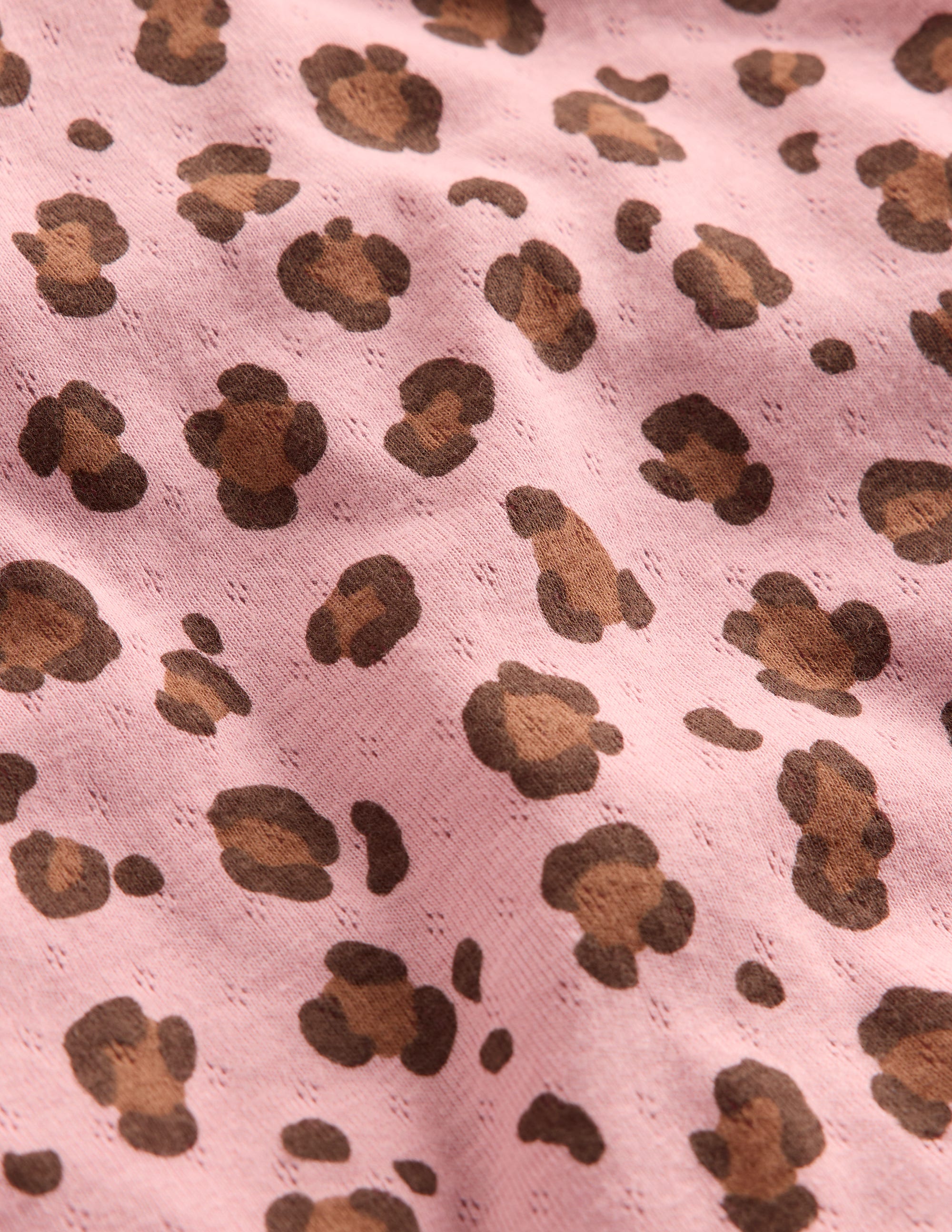 Long Sleeve Pointelle Top-Vintage Pink Leopard - Image 3