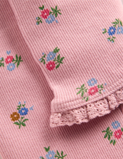 Ribbed Leggings-Chalk Pink Daisy-3
