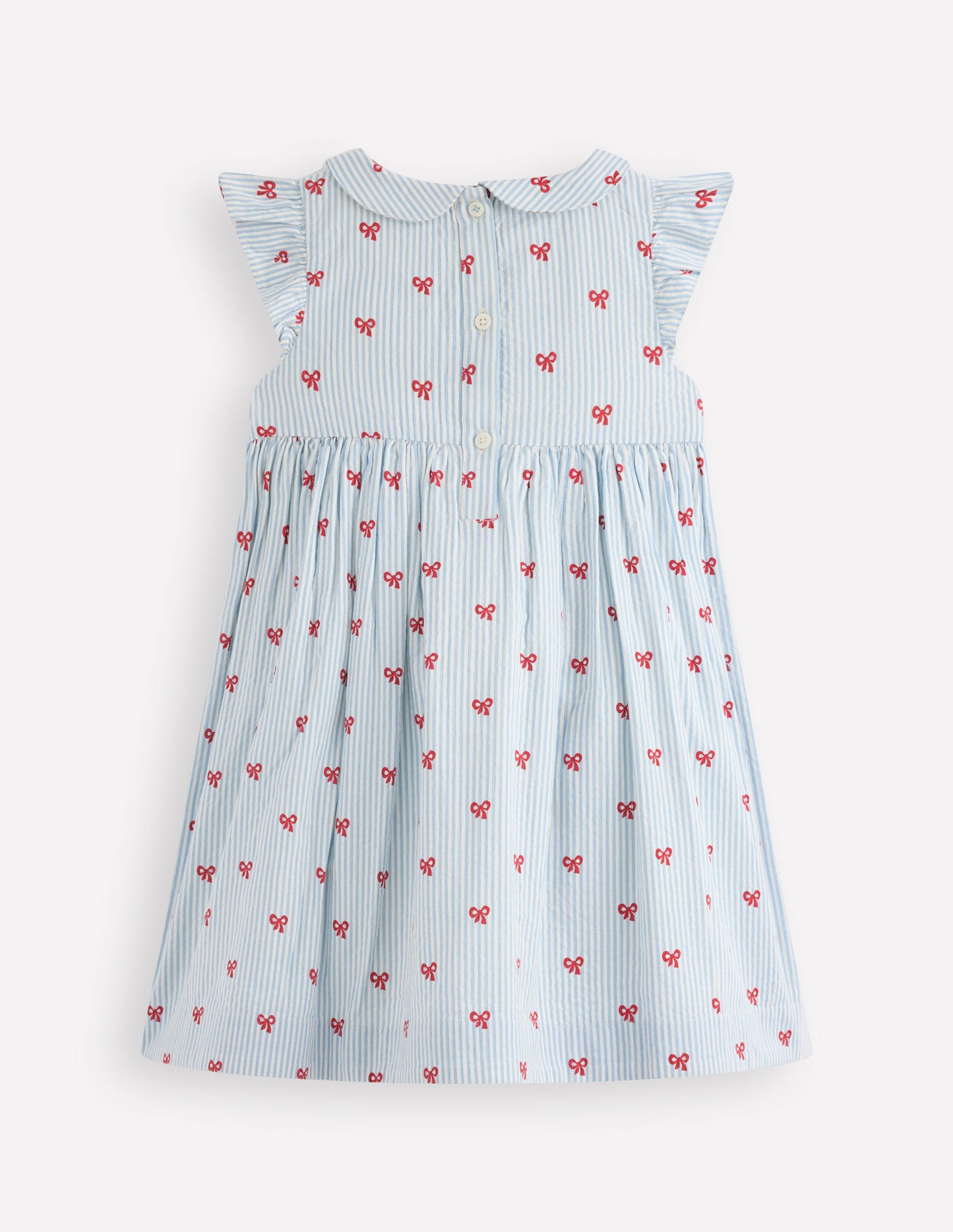Adeline Smocked Dress-Glacier Blue Spaced Tiny Bows