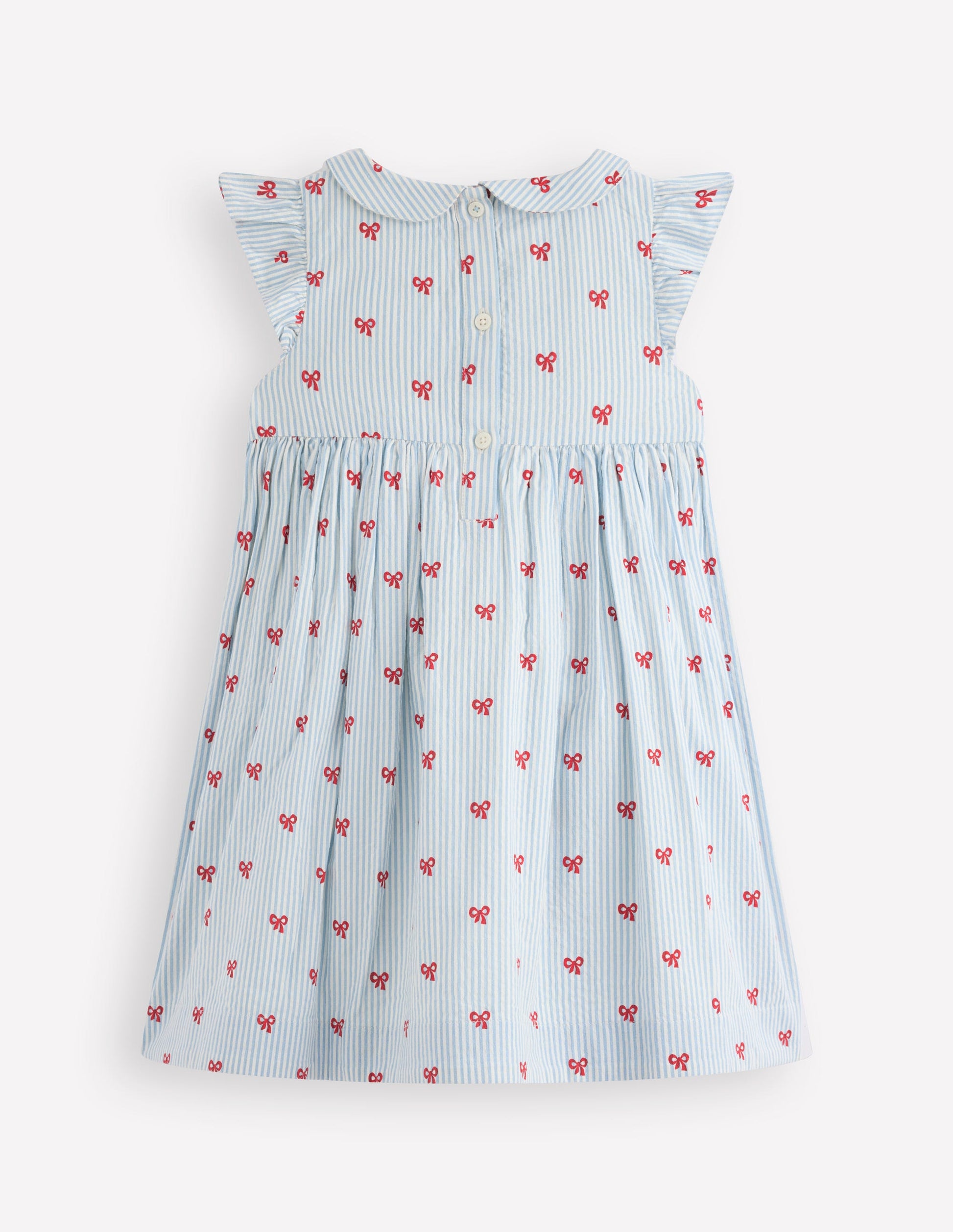 Adeline Smocked Dress-Glacier Blue Spaced Tiny Bows-2