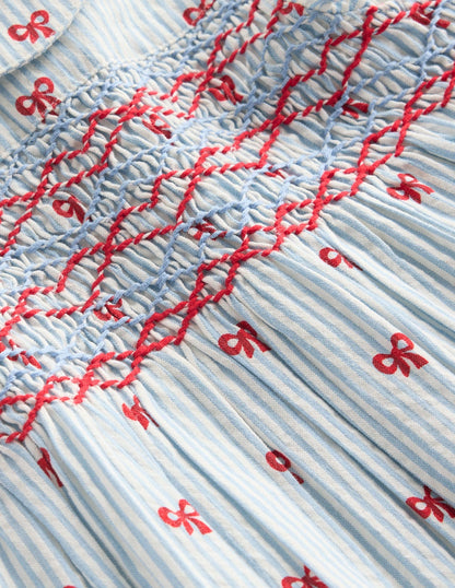 Adeline Smocked Dress-Glacier Blue Spaced Tiny Bows-3