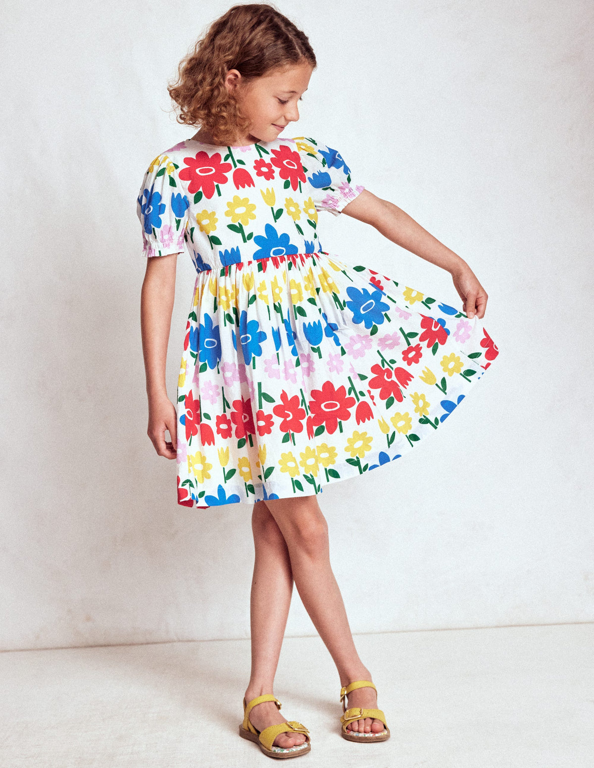 Madeline Woven Dress-Multi Rainbow Flower - Image 1