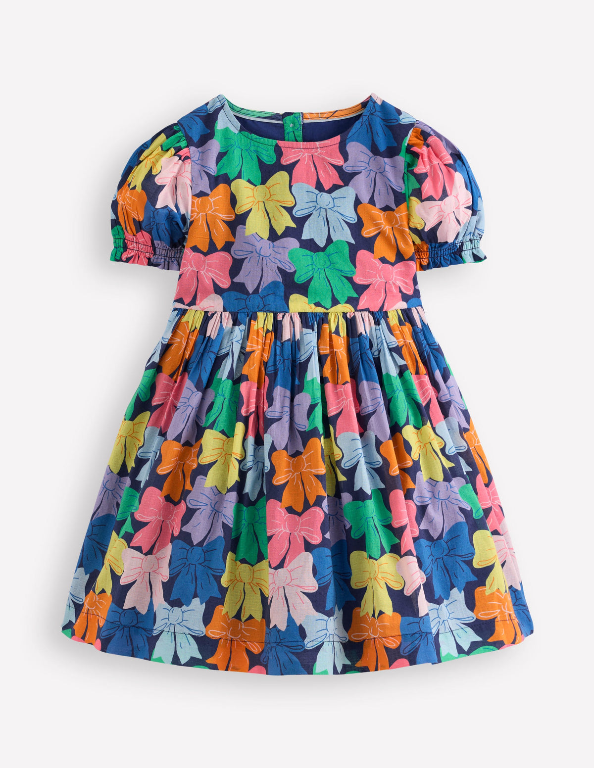 Madeline Woven Dress-Multi Rainbow Bows - Image 1
