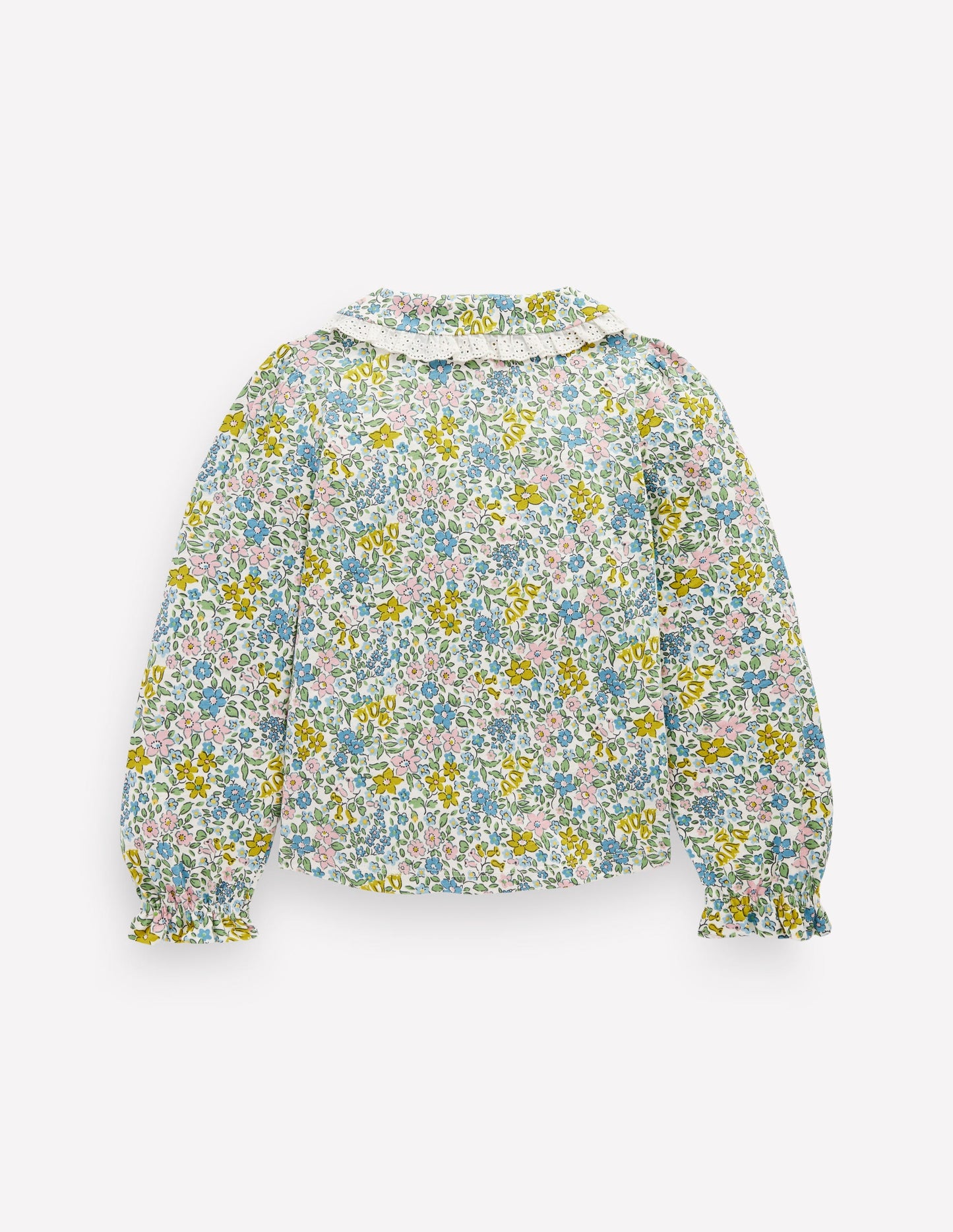 Collared Slub Top-Pear Green Flowerbed