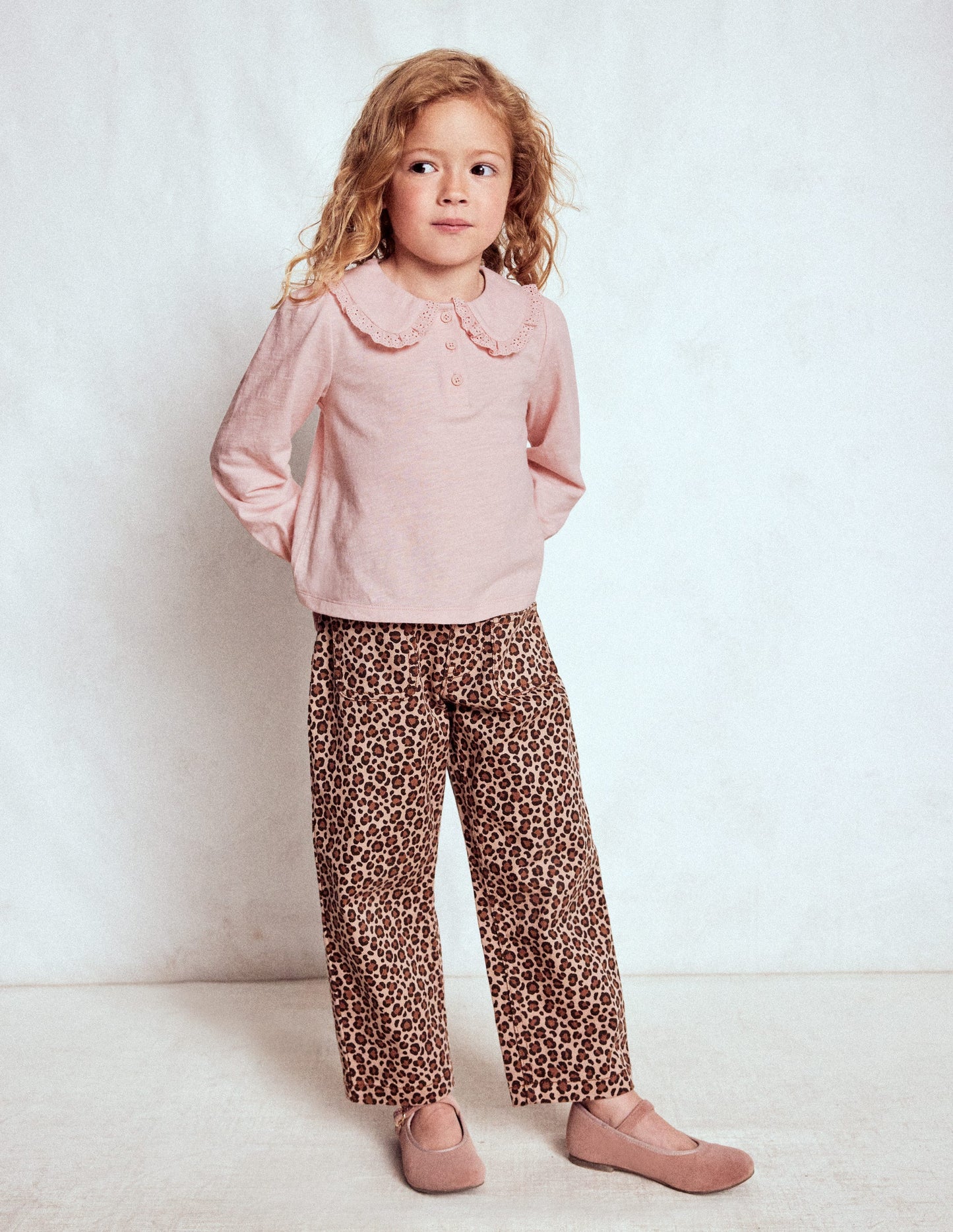 Collared Slub Top-Chalk Pink