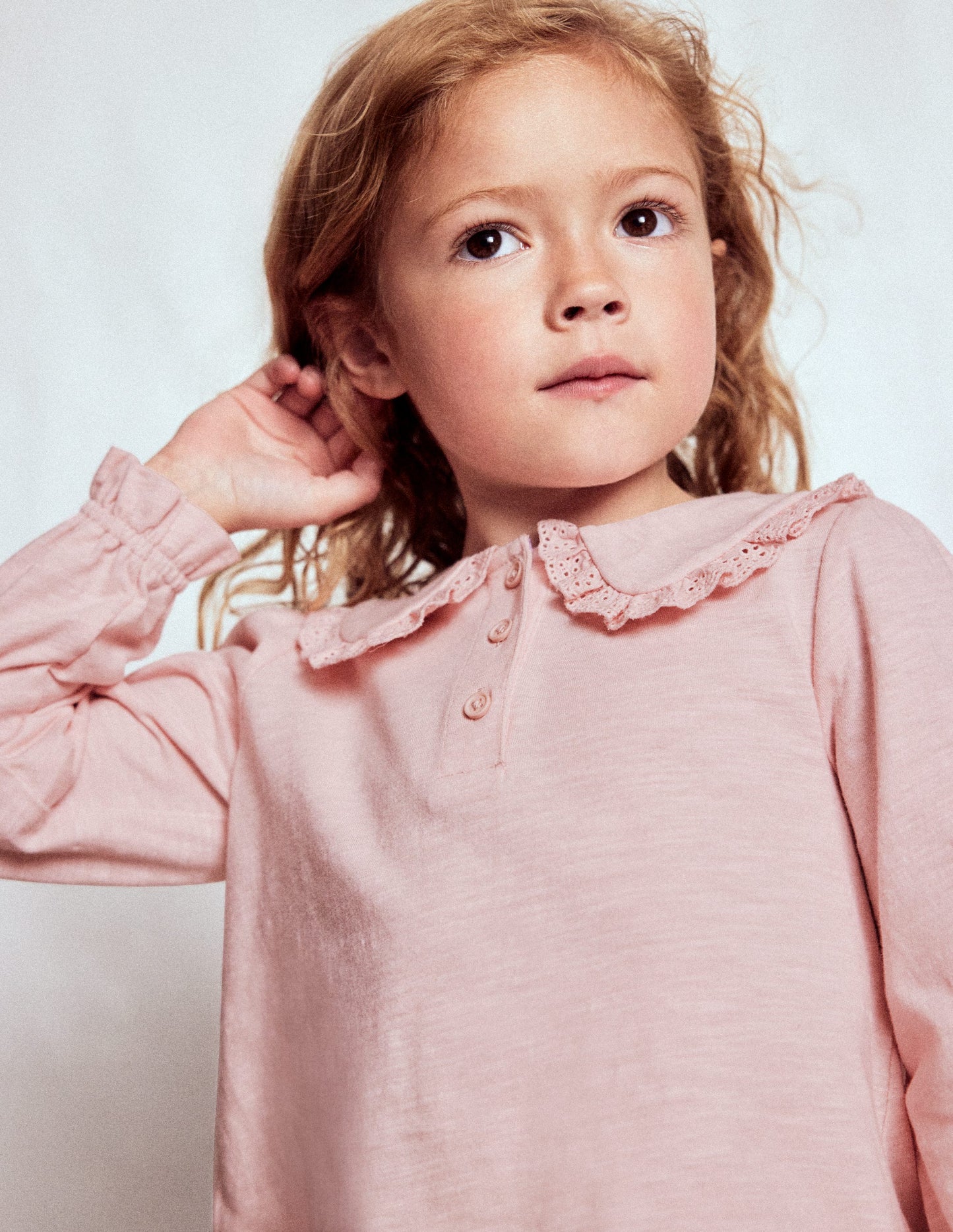 Collared Slub Top-Chalk Pink