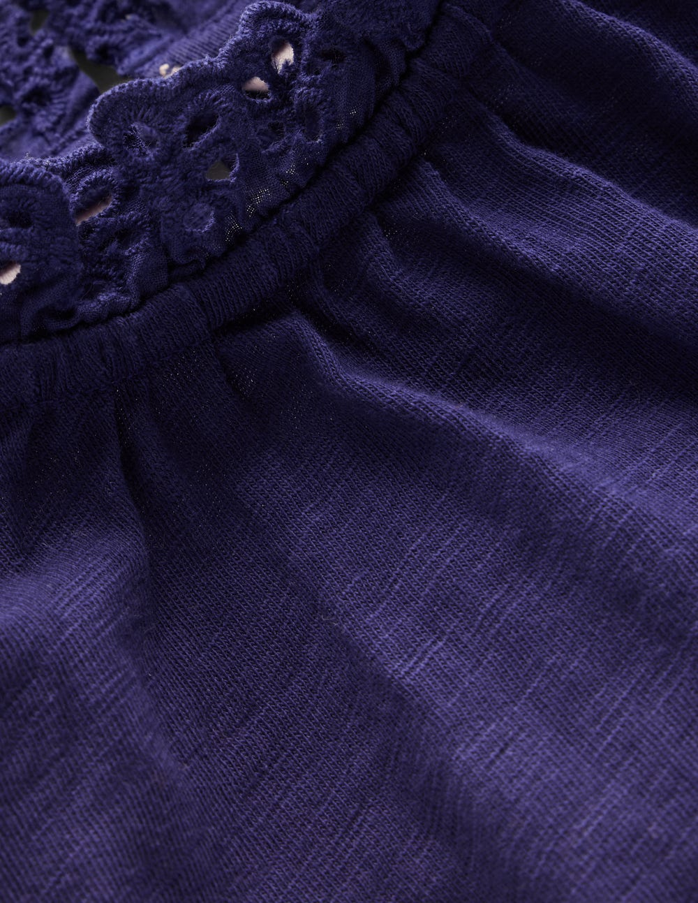 Broderie Trim Jersey Top-Starboard Blue-3