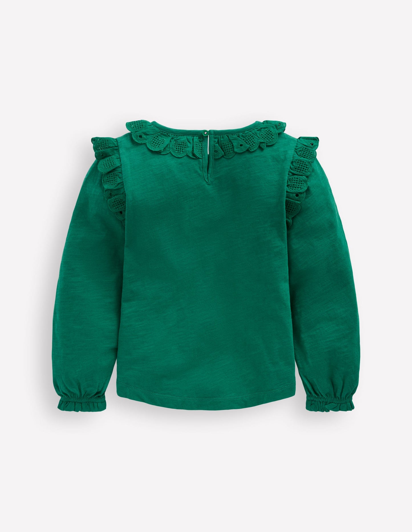 Broderie Heart Trim Top-Jewel Green