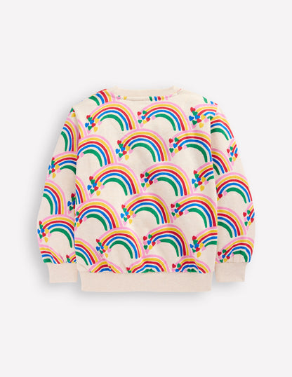 Printed Sweatshirt-Oatmeal Marl Rainbow Hearts-2