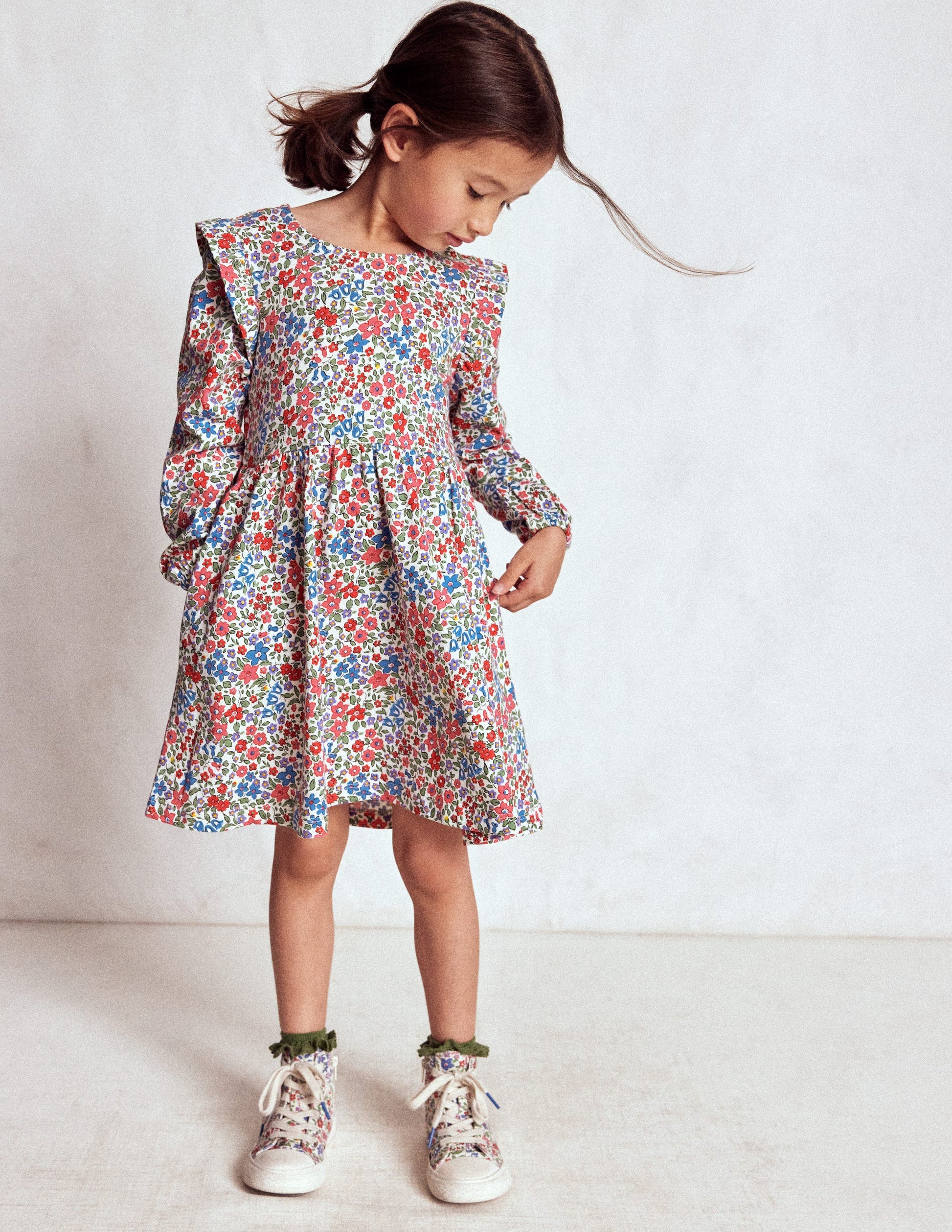 Posie Long Sleeve Jersey Dress-Rose Pink Flowerbed | Boden UK Posie Long Sleeve Jersey Dress-Rose Pink Flowerbed | Boden UK