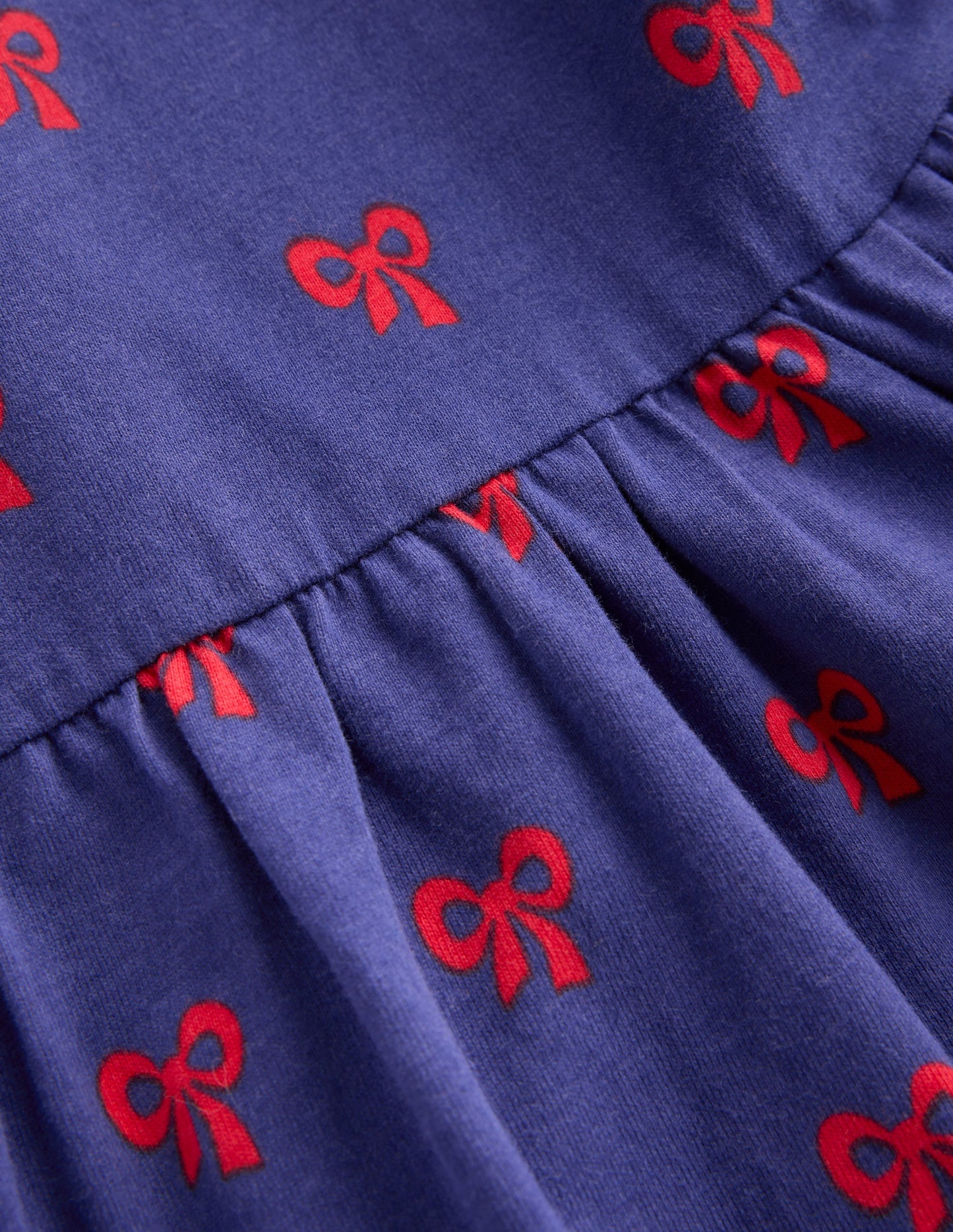 Posie Long Sleeve Jersey Dress-Starboard Blue Tiny Bows