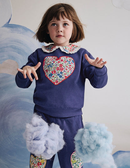 Bobbie Appliqué Sweatshirt-Starboard Blue Hearts-4
