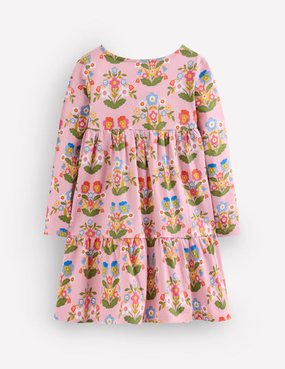 Ariel Long Sleeve Twirly Dress-Vintage Pink Pansy-2