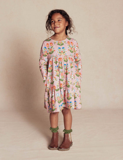 Ariel Long Sleeve Twirly Dress-Vintage Pink Pansy-4