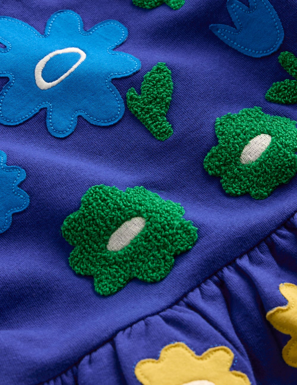 Applique Sweatshirt Dress-Sapphire Blue Flowers-3