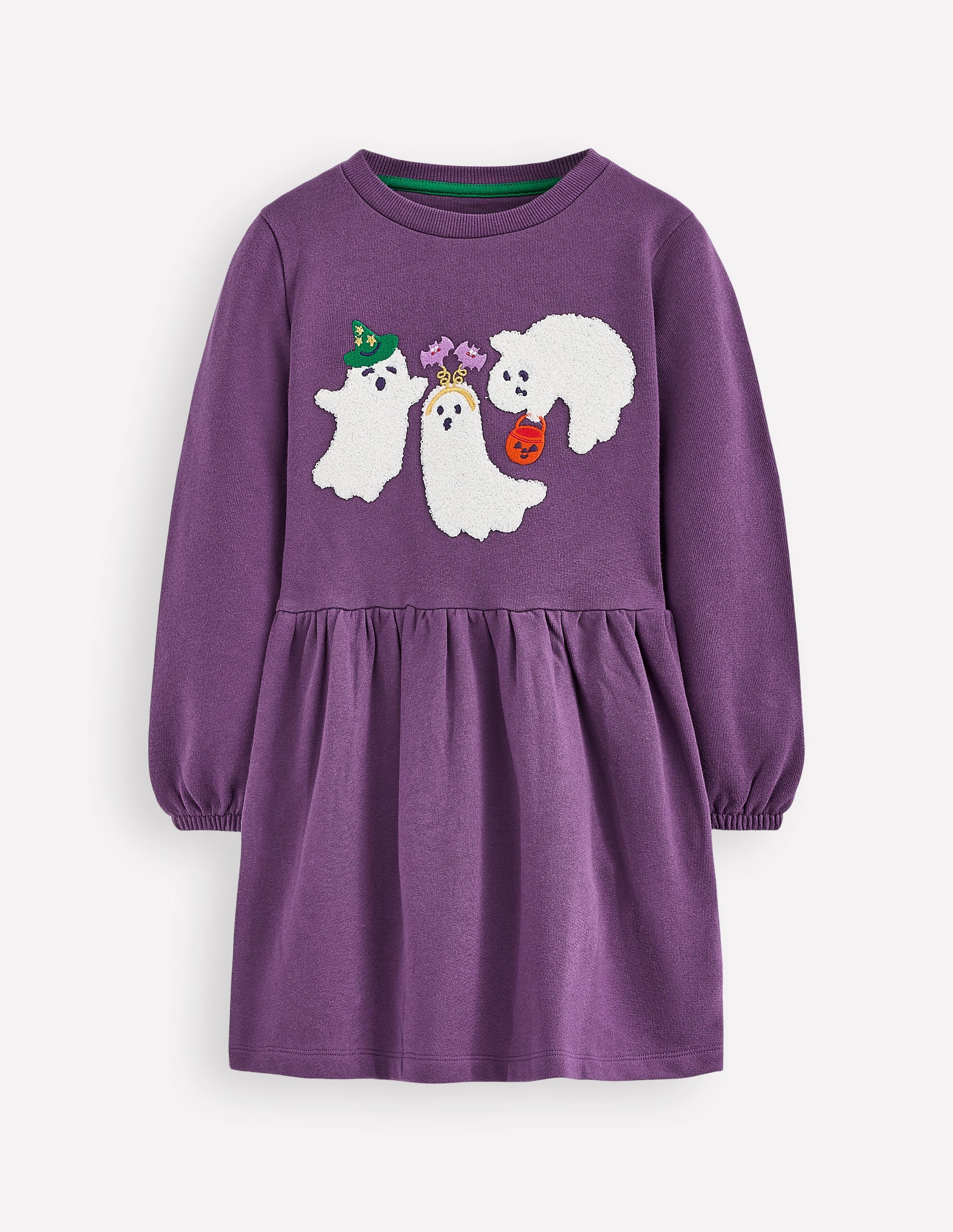 Applique Sweatshirt Dress-Halloween Ghosts - Image 1