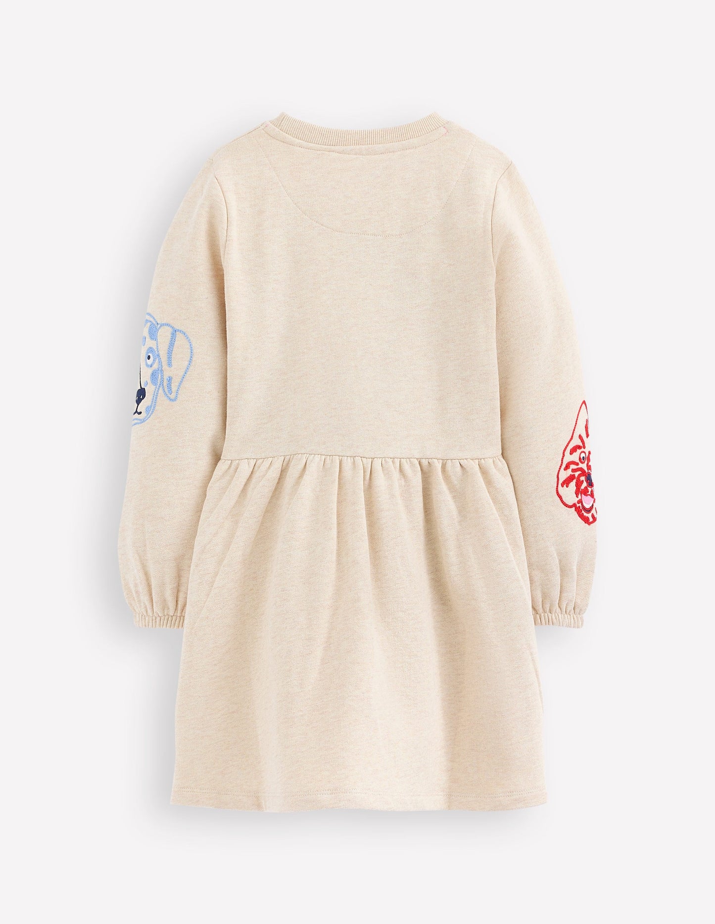 Applique Sweatshirt Dress-Oatmeal Dog faces