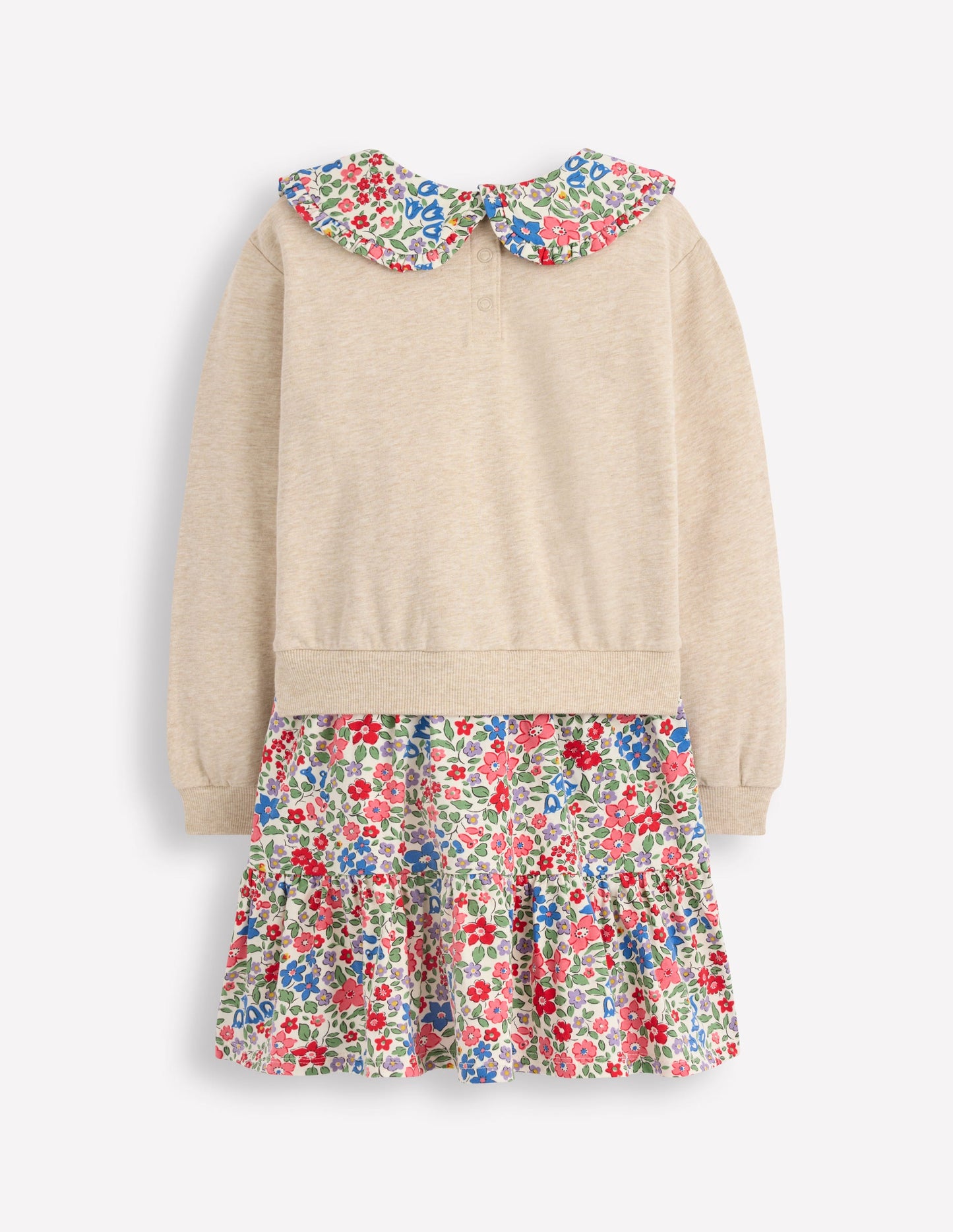 2-in-1 Sweatshirt Dress-Ivory Berry Floral