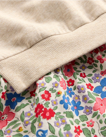 2-in-1 Sweatshirt Dress-Ivory Berry Floral-3