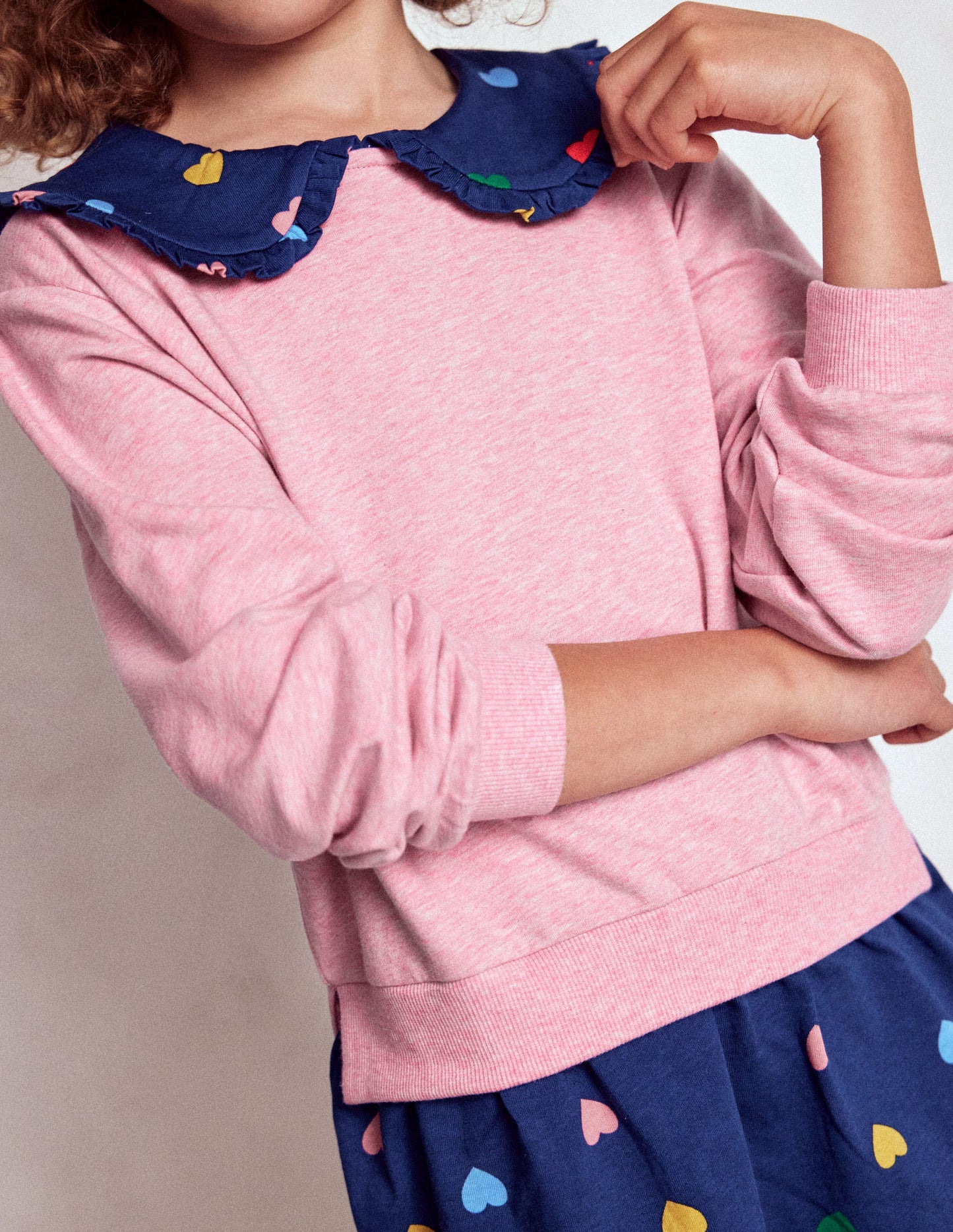 2-in-1 Sweatshirt Dress-Starboard Blue Multi Hearts