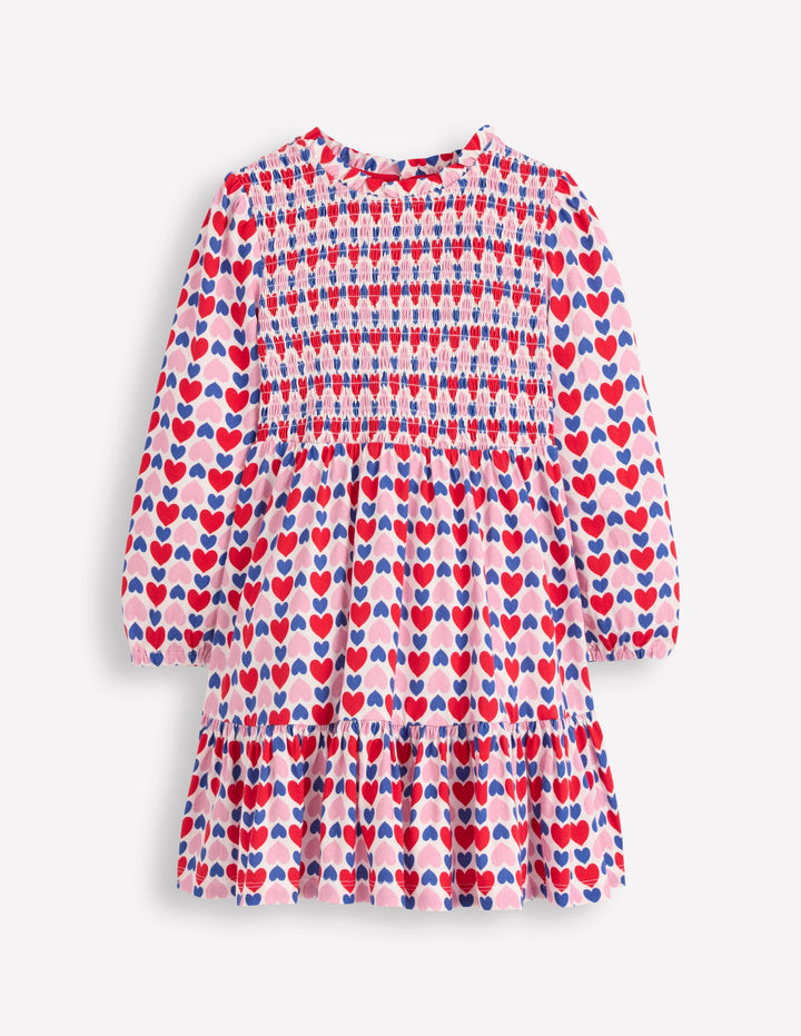 Aurora Long Sleeve Dress-Poppy Red Geo Heart