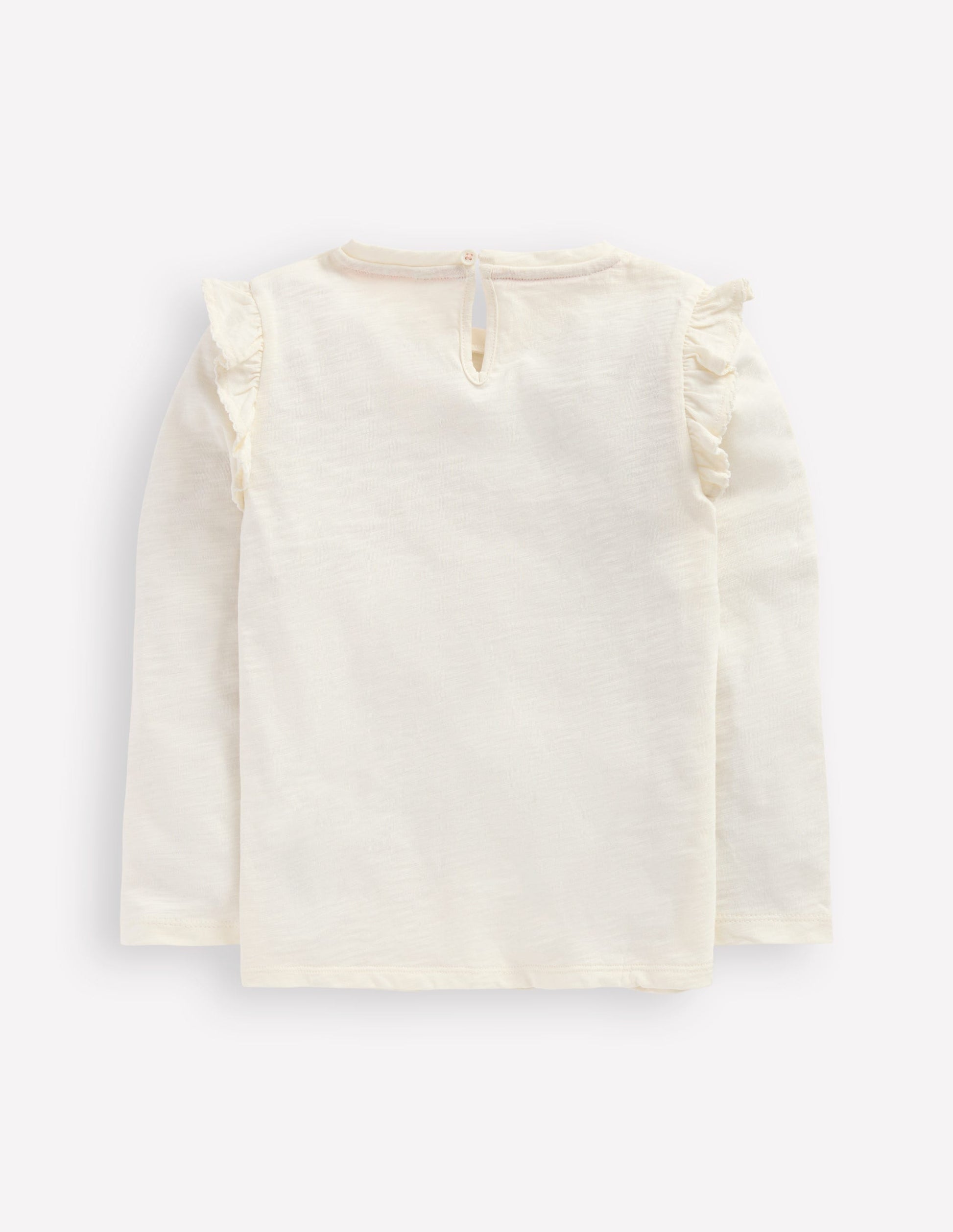 Frill Sleeve Slub Top-Soft Ivory-5