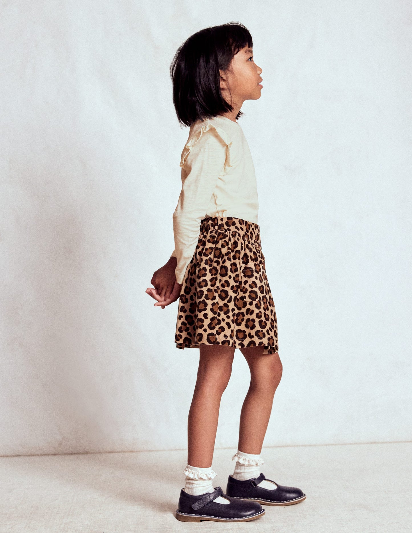 Frill Sleeve Slub Top-Soft Ivory