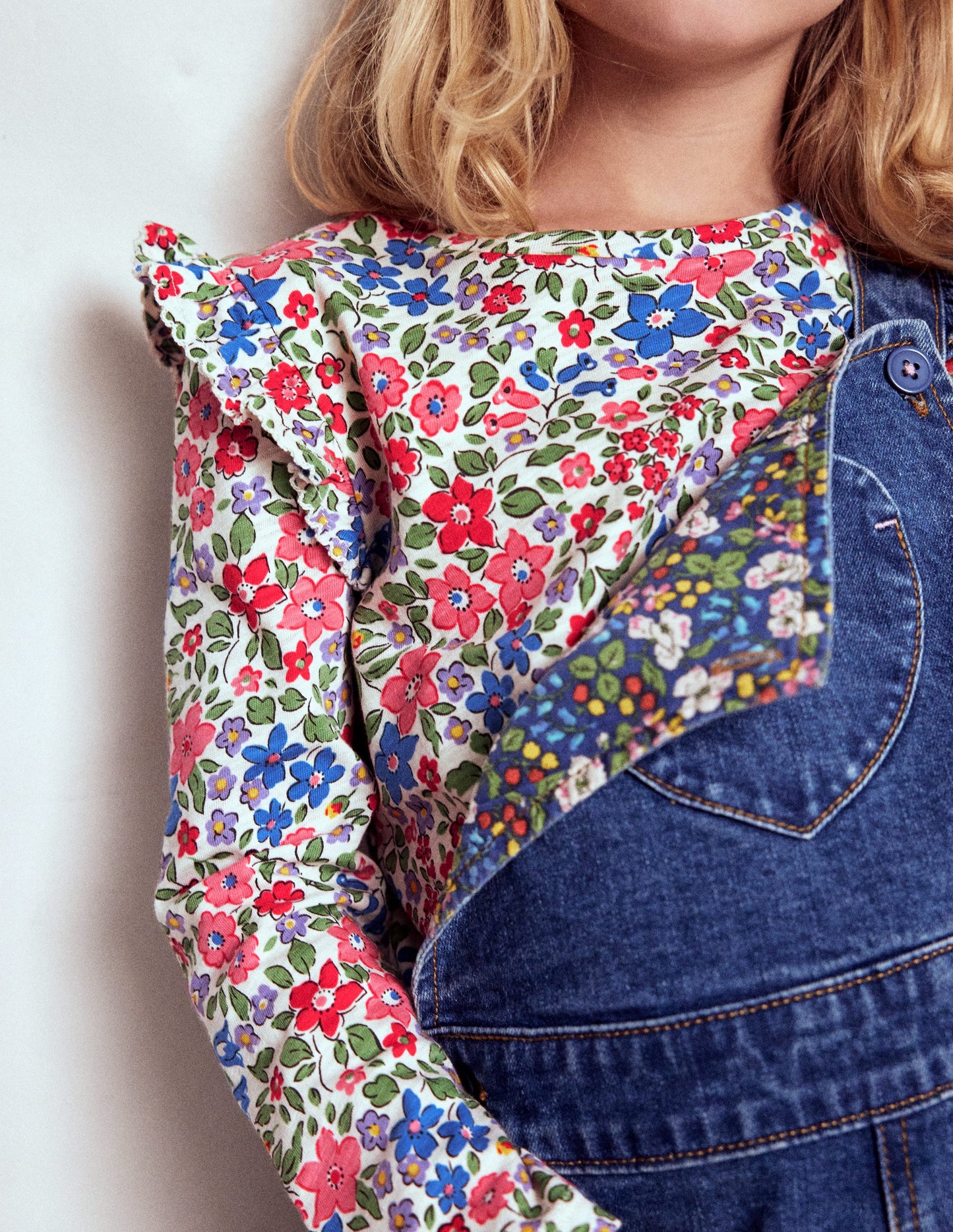 Frill Sleeve Slub Top-Rose Pink Flowerbed