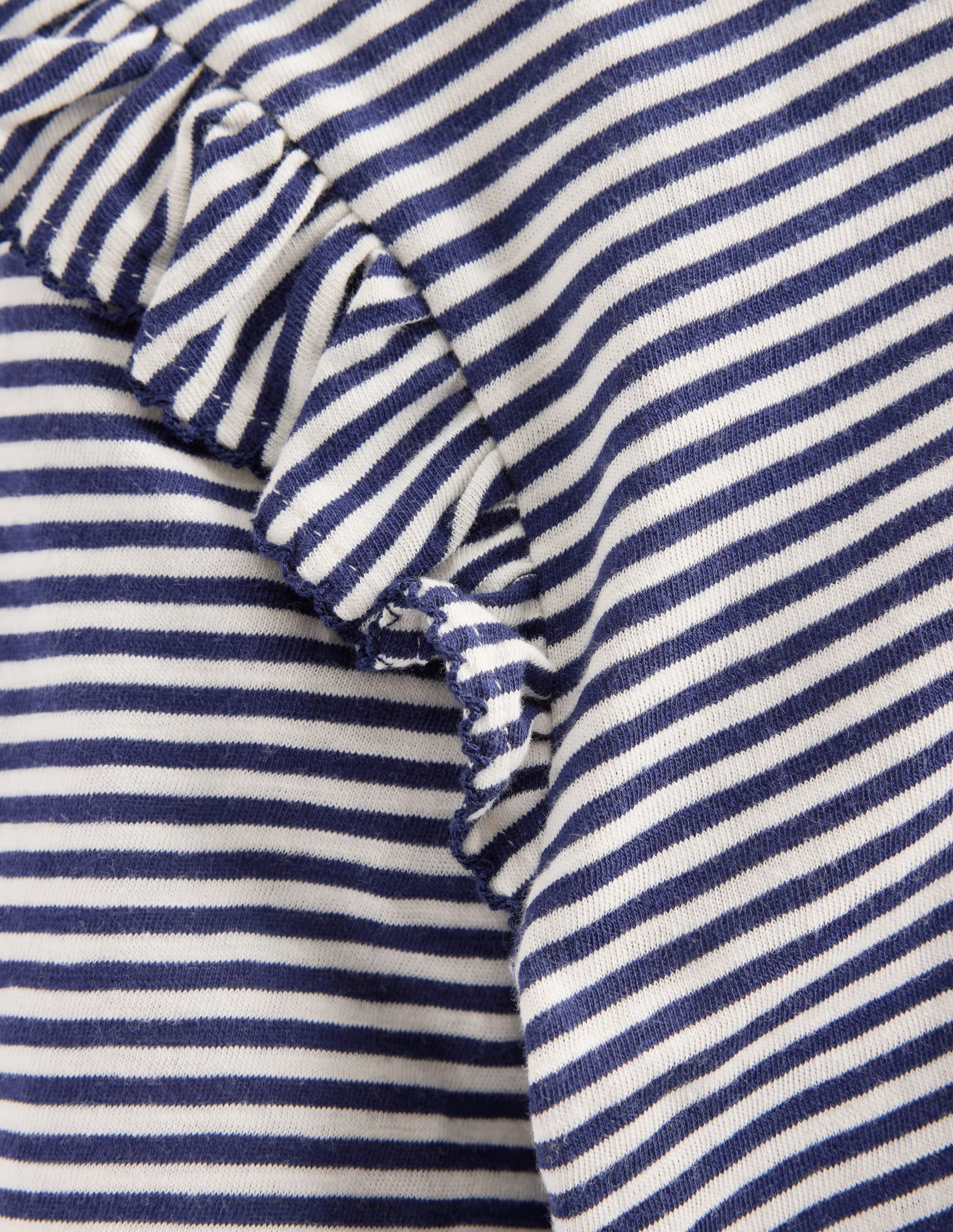 Frill Sleeve Slub Top-Soft Ivory/College Navy - Image 7