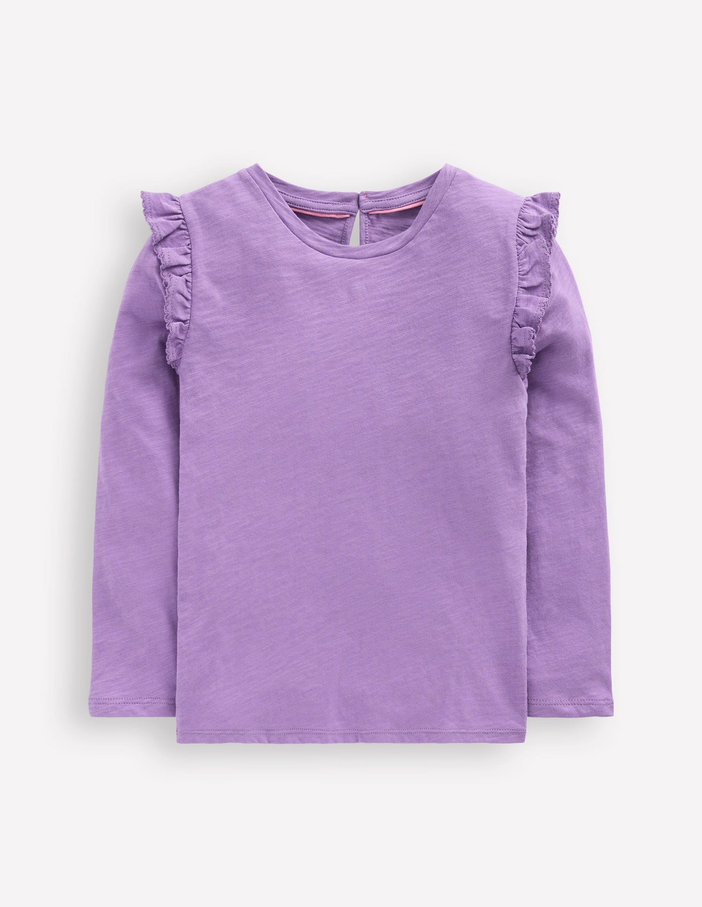 Frill Sleeve Slub Top-Aster Purple