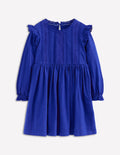 Lace Trim Jersey Dress-Bluejay