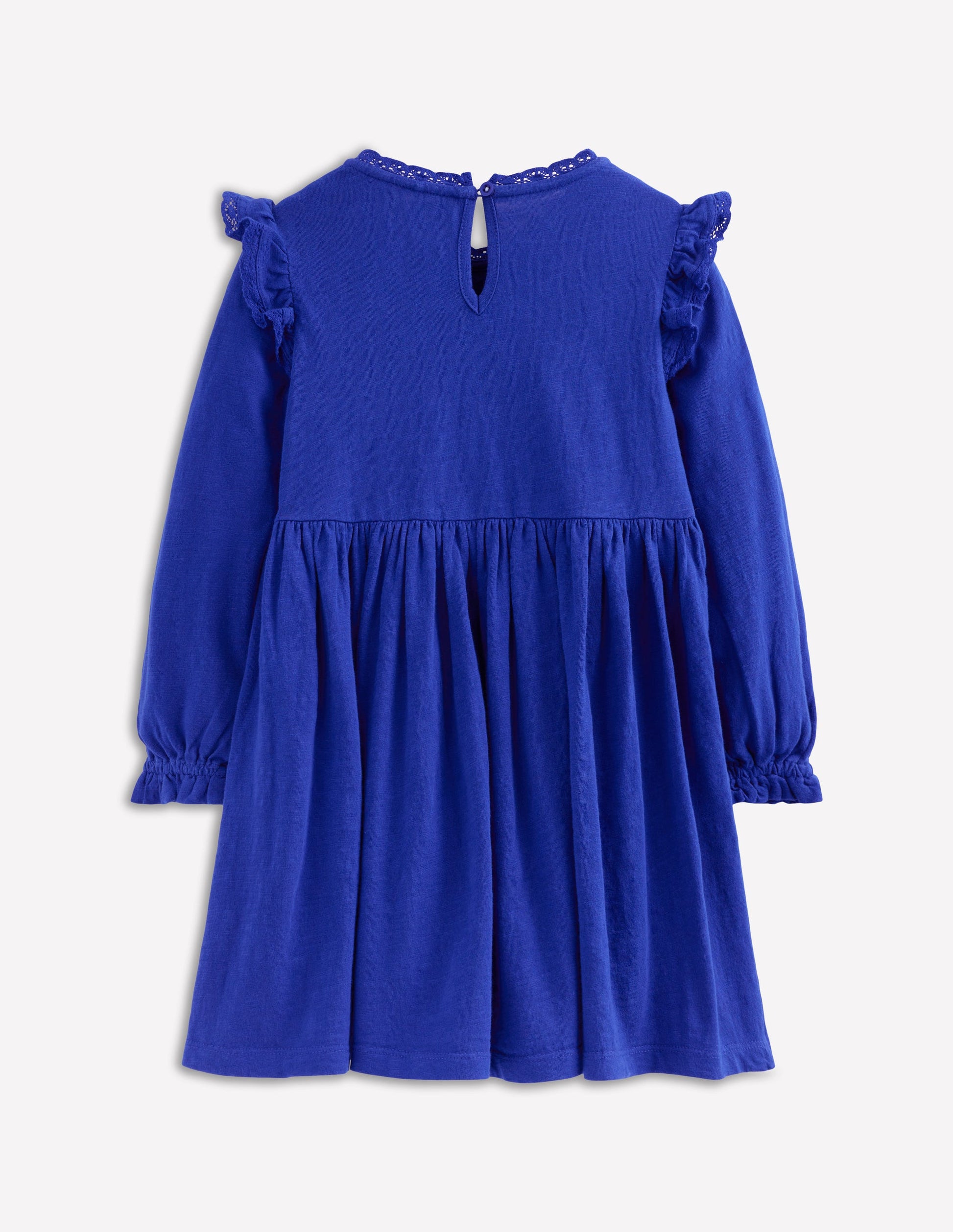 Lace Trim Jersey Dress-Bluejay-2