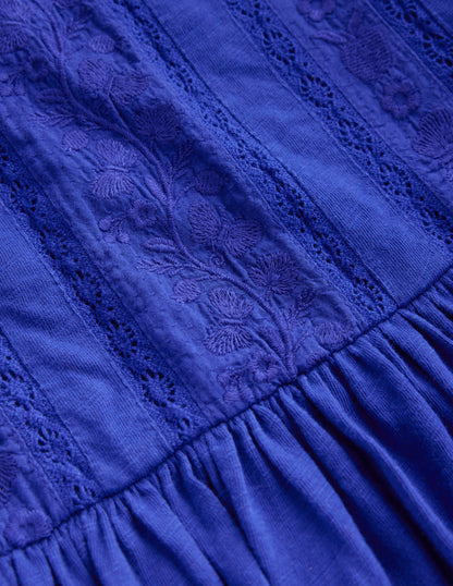 Lace Trim Jersey Dress-Bluejay-3