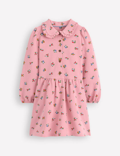 Cosy Jersey Shirt Dress-Vintage Pink Spaced Ditsy-5