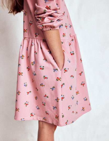 Cosy Jersey Shirt Dress-Vintage Pink Spaced Ditsy-2