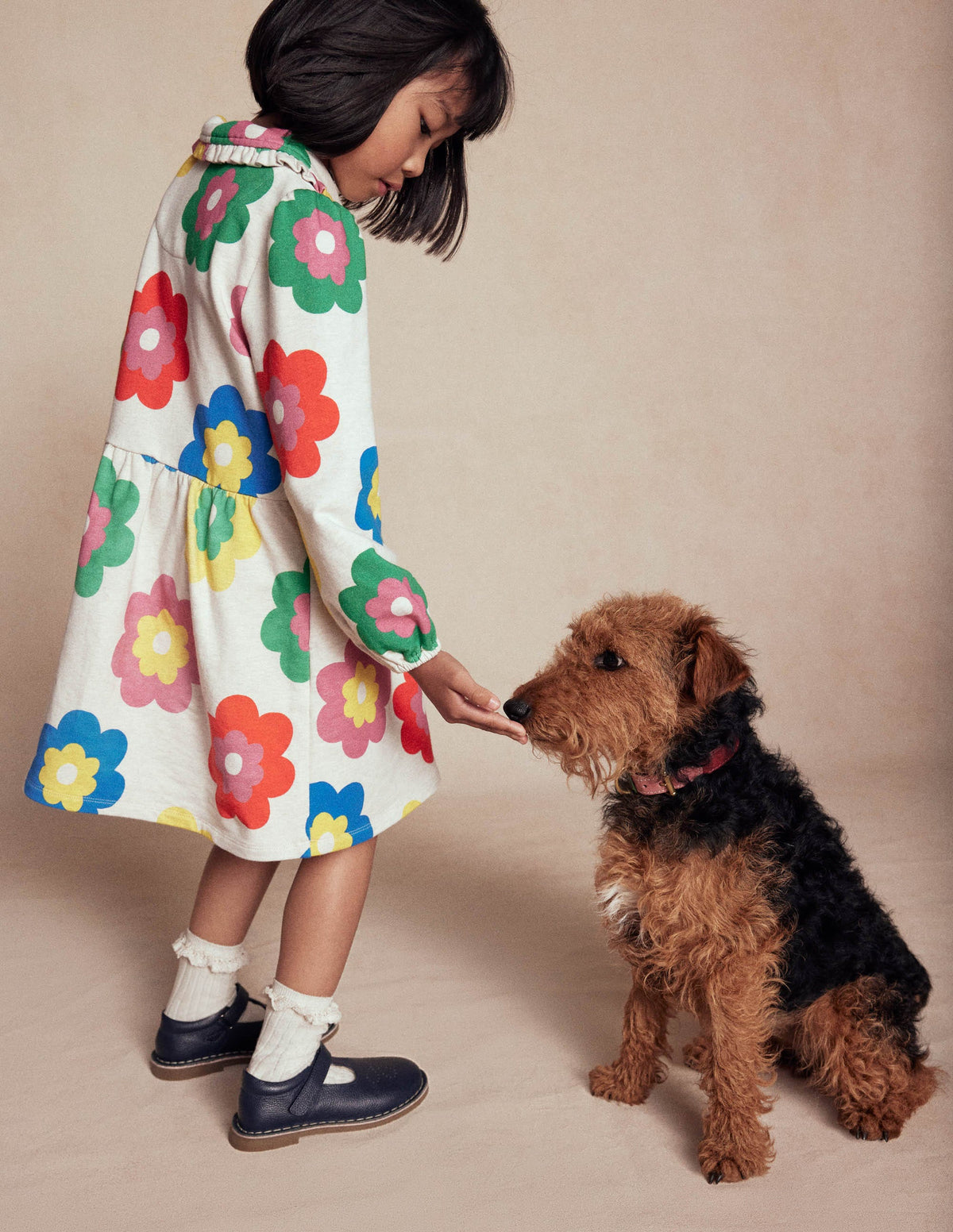 Cosy Jersey Shirt Dress-Multi Large Flower - Image 4