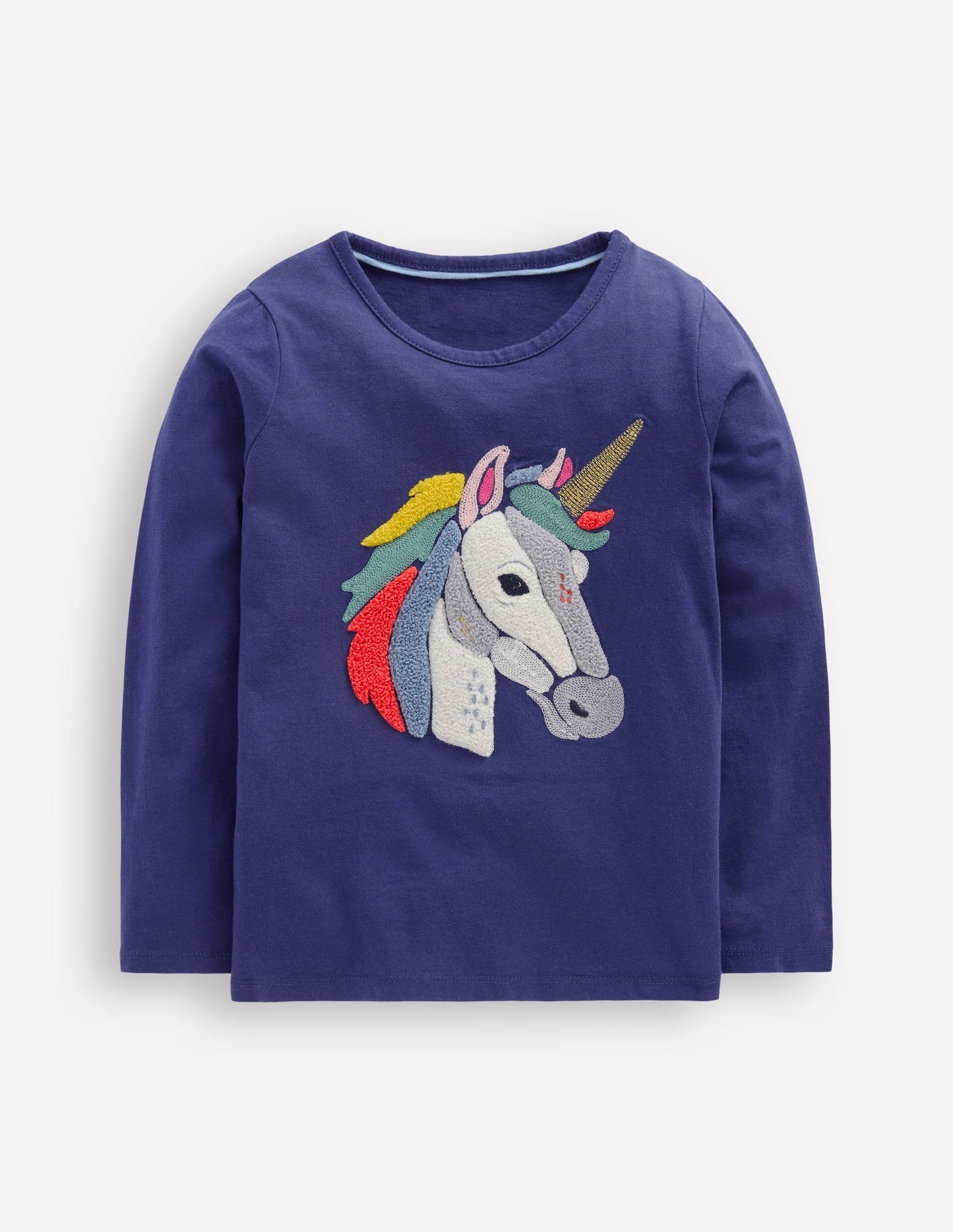 Long Sleeve Bouclé T-shirt-Starboard Blue Unicorn