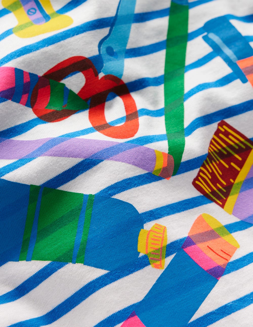 Long Sleeve Riso T-Shirt-Soft Ivory/Kingfisher Blue-3