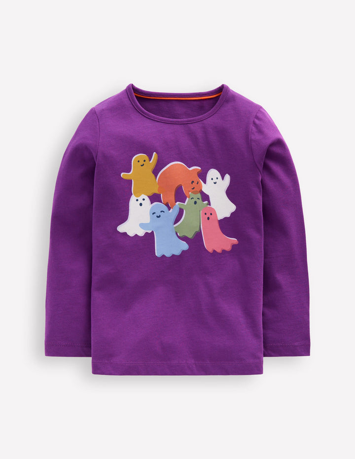 Long Sleeve Riso T-Shirt-Viola Purple Ghosts