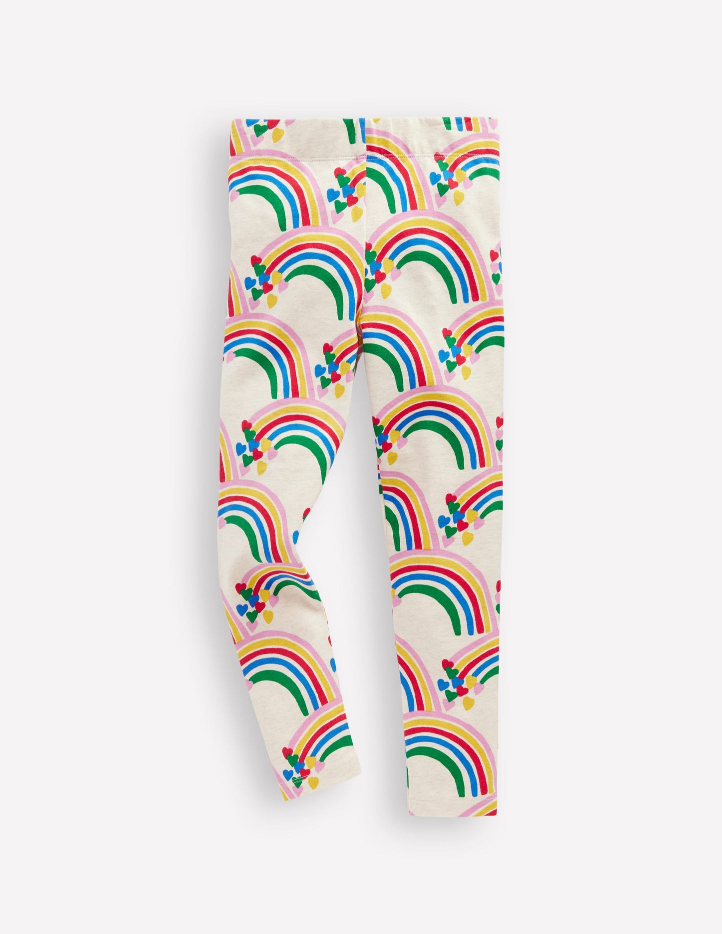 Fun Leggings-Oatmeal Marl Rainbow Hearts
