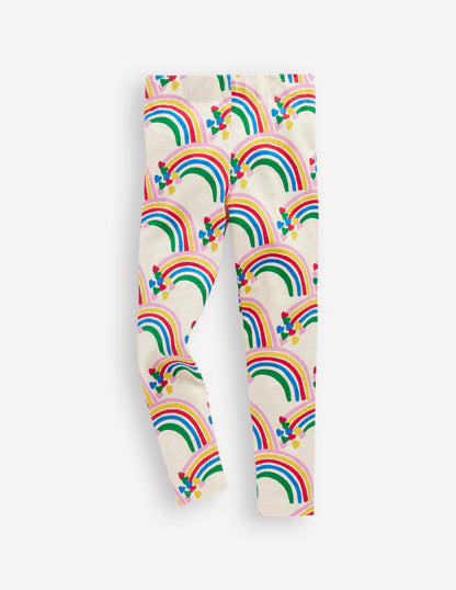 Fun Leggings-Oatmeal Marl Rainbow Hearts-1