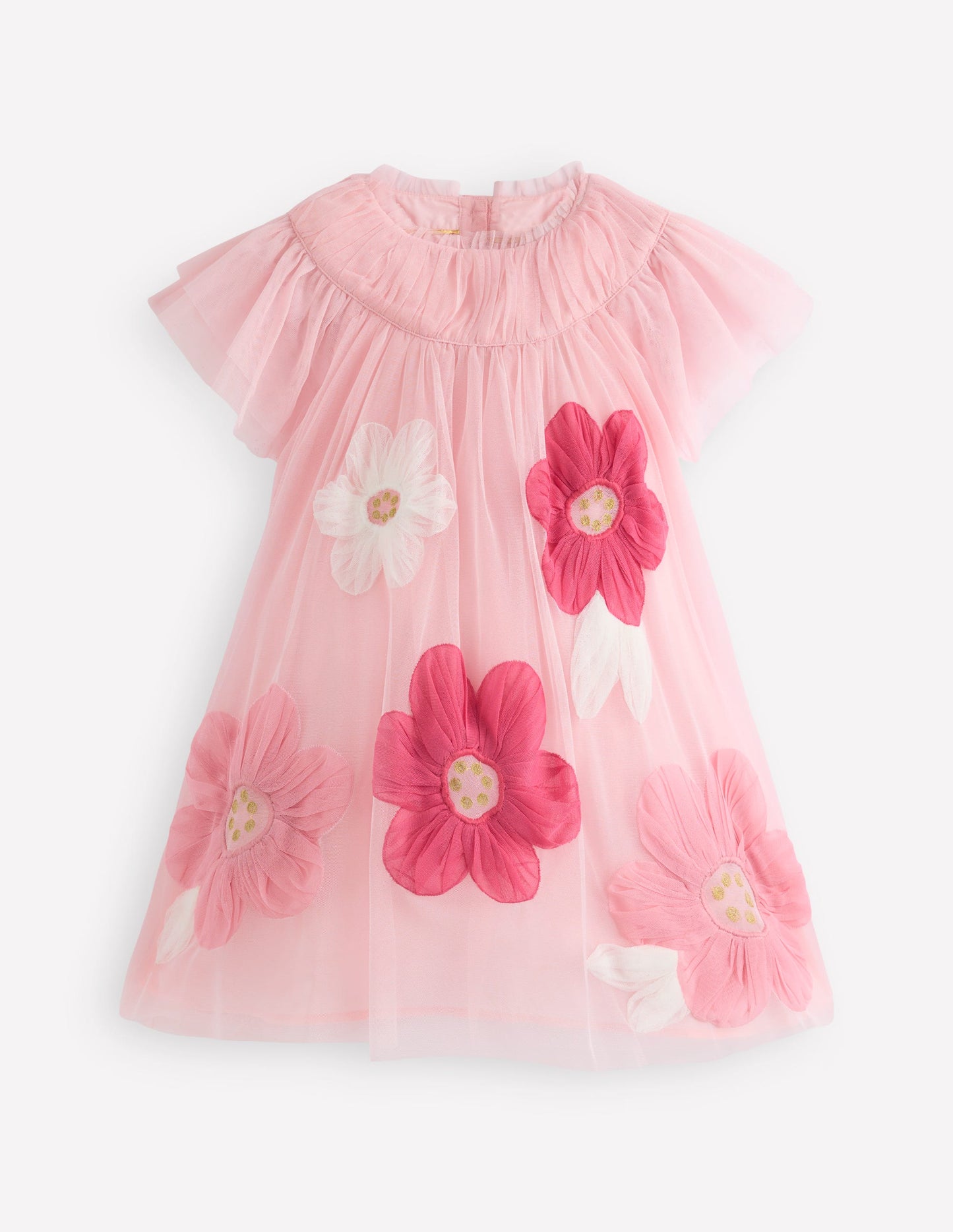Appliqué  Tulle Dress-Chalk Pink Flower