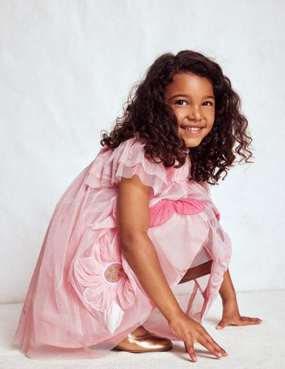 Appliqué  Tulle Dress-Chalk Pink Flower-3