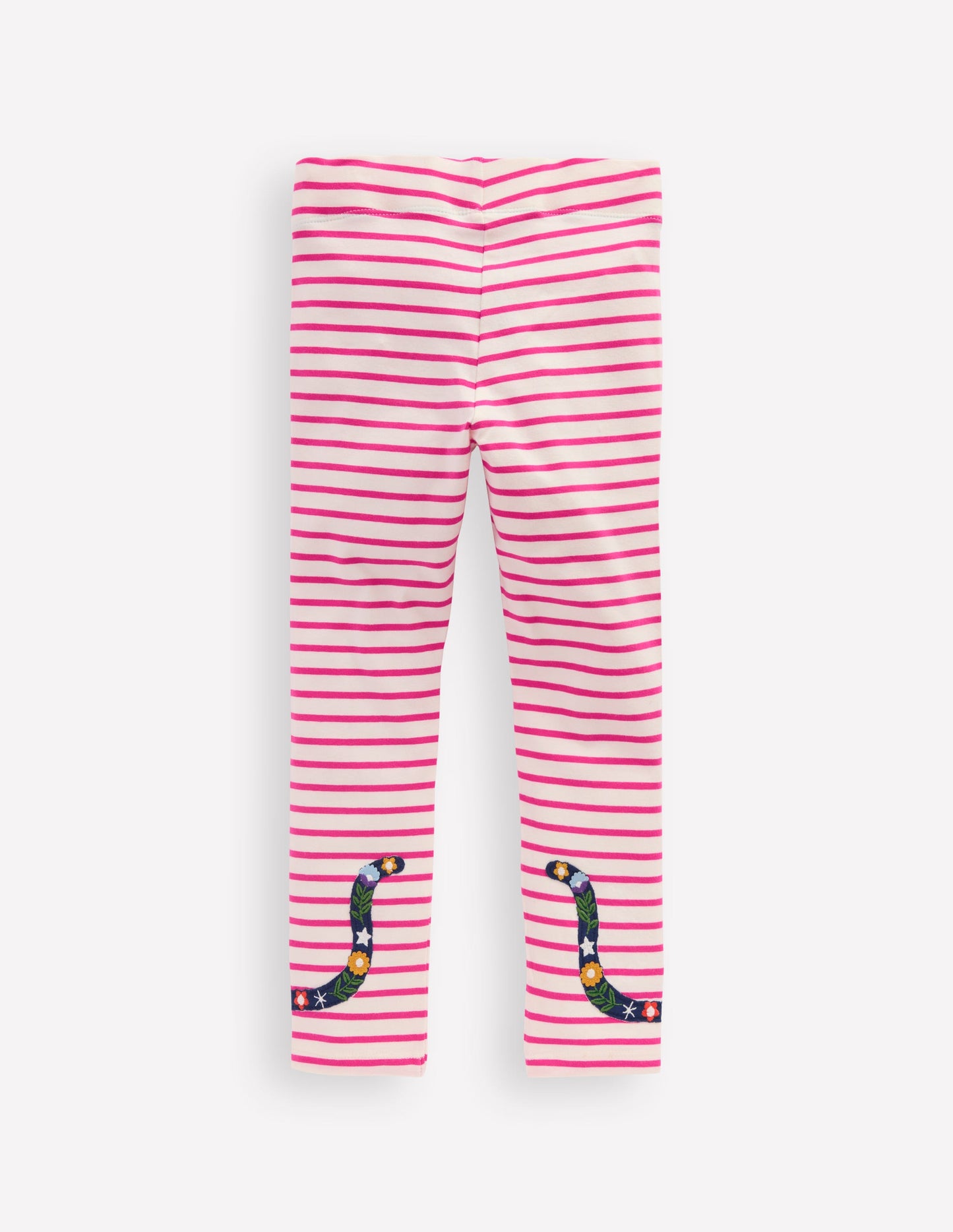 Appliqué Leggings-Soft Ivory/Raspberry Pink Cats