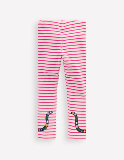 Appliqué Leggings-Soft Ivory/Raspberry Pink Cats-2