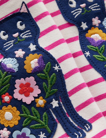 Appliqué Leggings-Soft Ivory/Raspberry Pink Cats-3