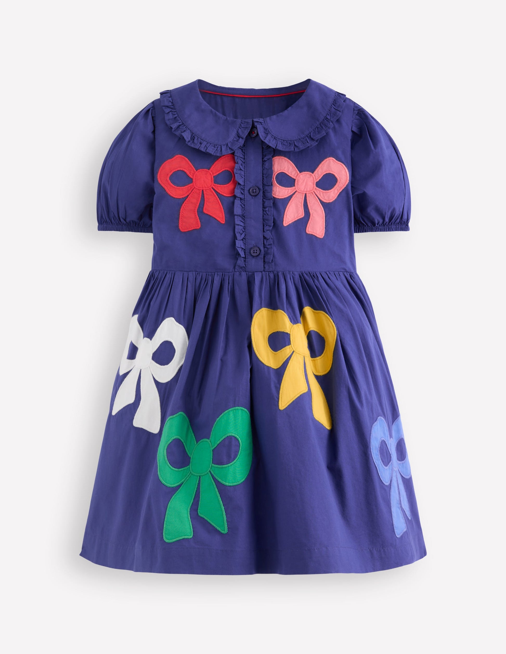 Appliqué Bow Shirt Dress-Starboard Blue Bows-1