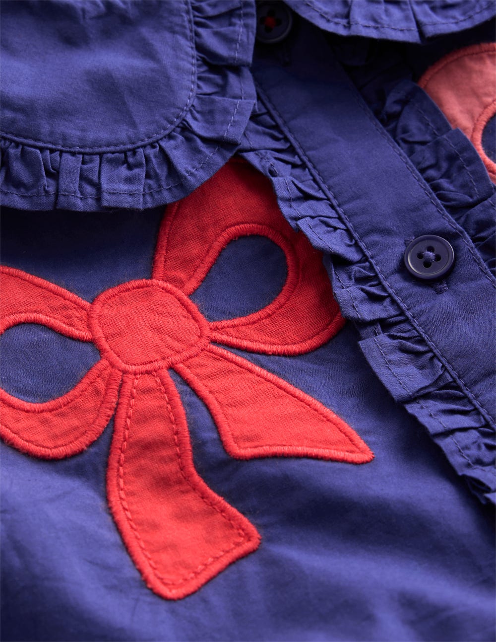 Appliqué Bow Shirt Dress-Starboard Blue Bows
